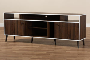 Baxton Studio Marion Mid-Century Modern Brown and White Finished TV Stand