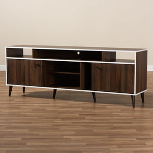 Baxton Studio Marion Mid-Century Modern Brown and White Finished TV Stand