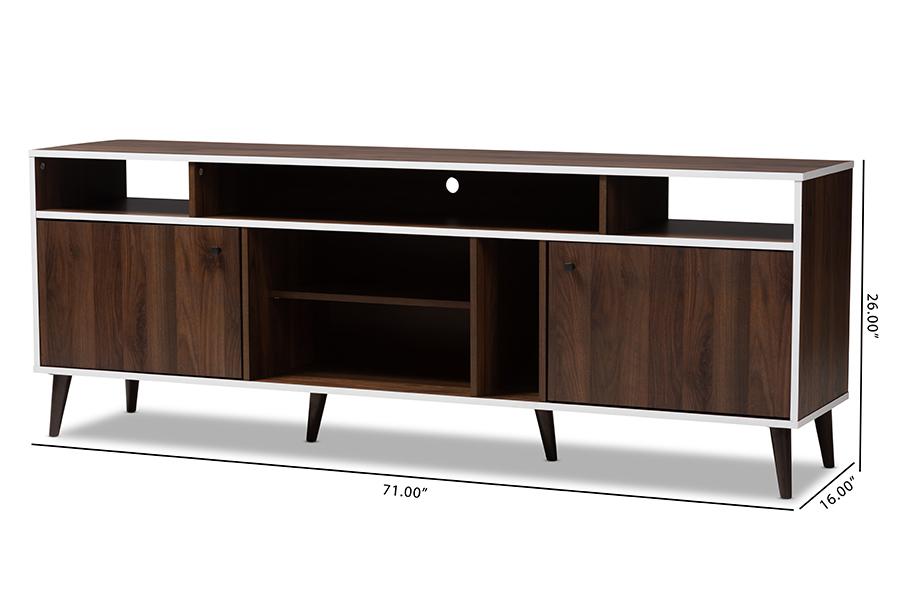 Baxton Studio Marion Mid-Century Modern Brown and White Finished TV Stand