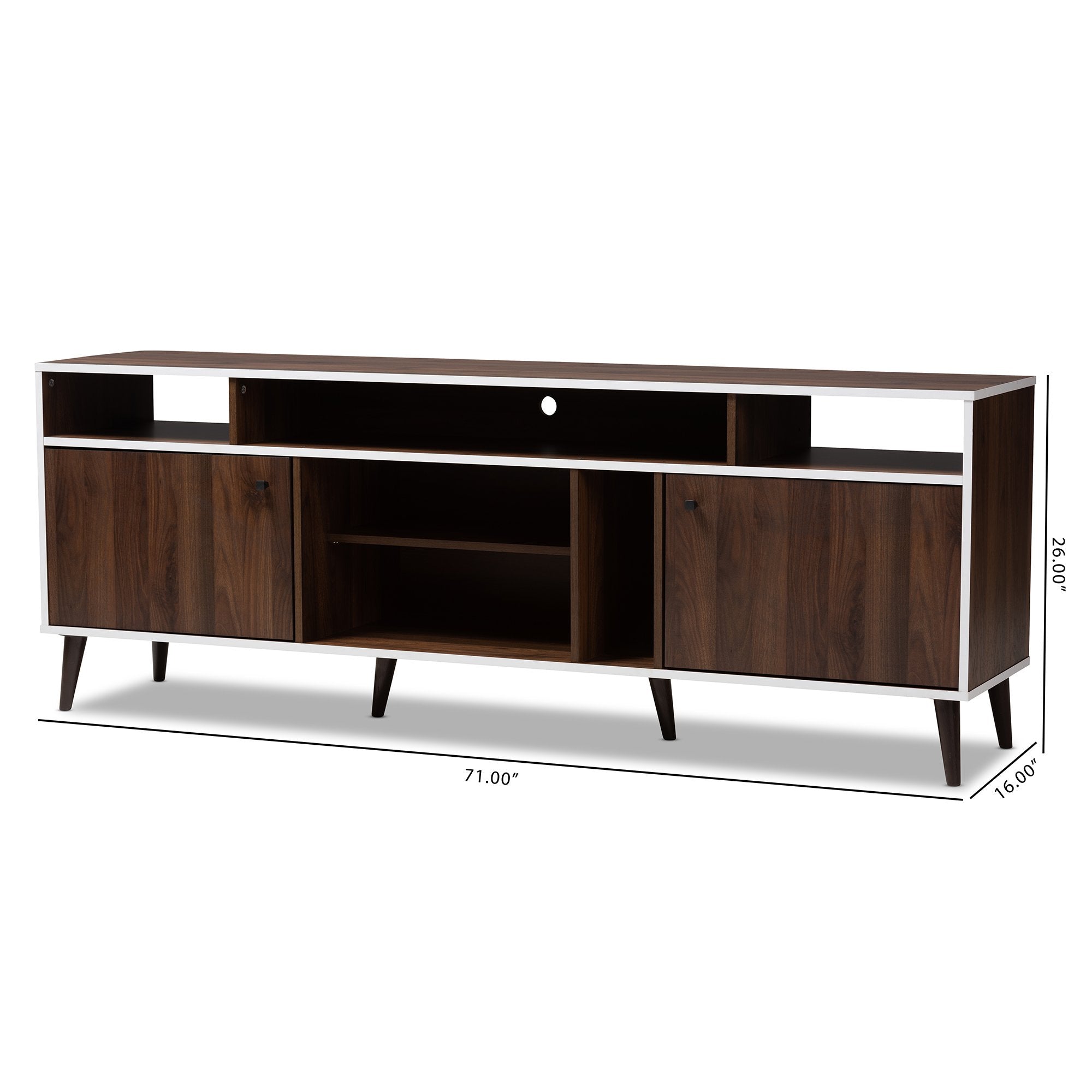 Baxton Studio Marion Mid-Century Modern Brown and White Finished TV Stand