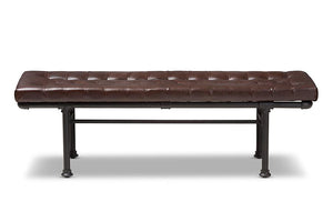 Baxton Studio Zelie Rustic and Industrial Brown Faux Leather Upholstered Bench