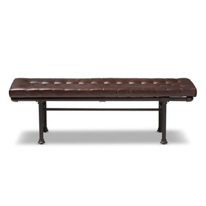 Baxton Studio Zelie Rustic and Industrial Brown Faux Leather Upholstered Bench