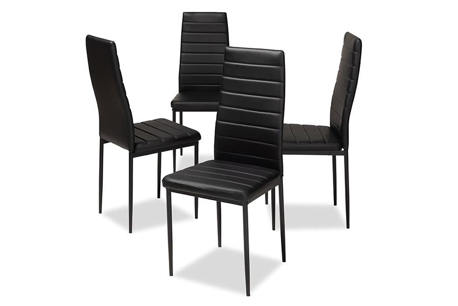 Baxton Studio Armand Modern and Contemporary Black Faux Leather Upholstered Dining Chair (Set of 4)