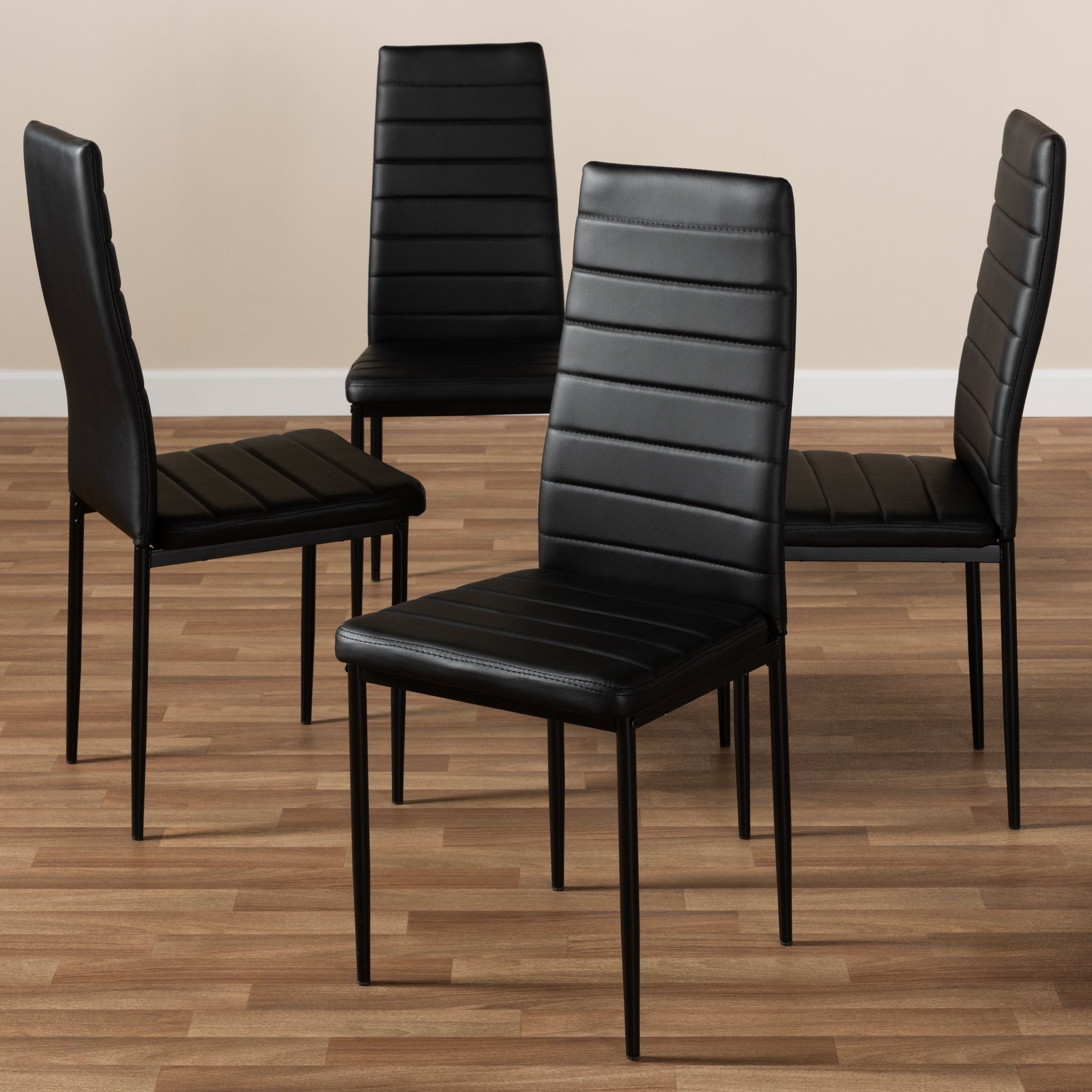 Baxton Studio Armand Modern and Contemporary Black Faux Leather Upholstered Dining Chair (Set of 4)