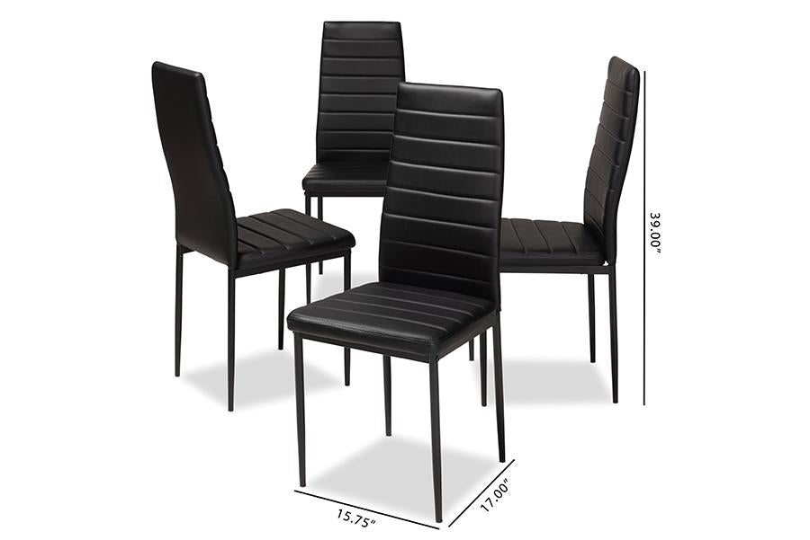 Baxton Studio Armand Modern and Contemporary Black Faux Leather Upholstered Dining Chair (Set of 4)