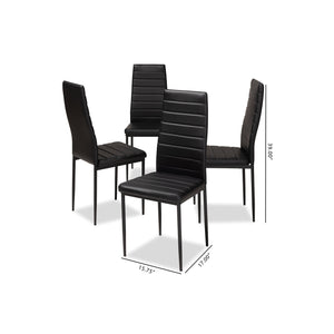 Baxton Studio Armand Modern and Contemporary Black Faux Leather Upholstered Dining Chair (Set of 4)