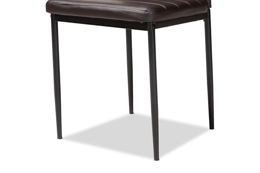 Baxton Studio Armand Modern and Contemporary Brown Faux Leather Upholstered Dining Chair (Set of 4)