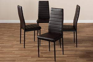 Baxton Studio Armand Modern and Contemporary Brown Faux Leather Upholstered Dining Chair (Set of 4)