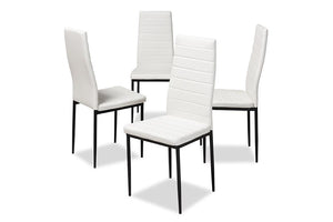 Baxton Studio Armand Modern and Contemporary White Faux Leather Upholstered Dining Chair (Set of 4)