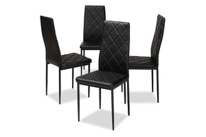 Baxton Studio Blaise Modern and Contemporary Black Faux Leather Upholstered Dining Chair (Set of 4)