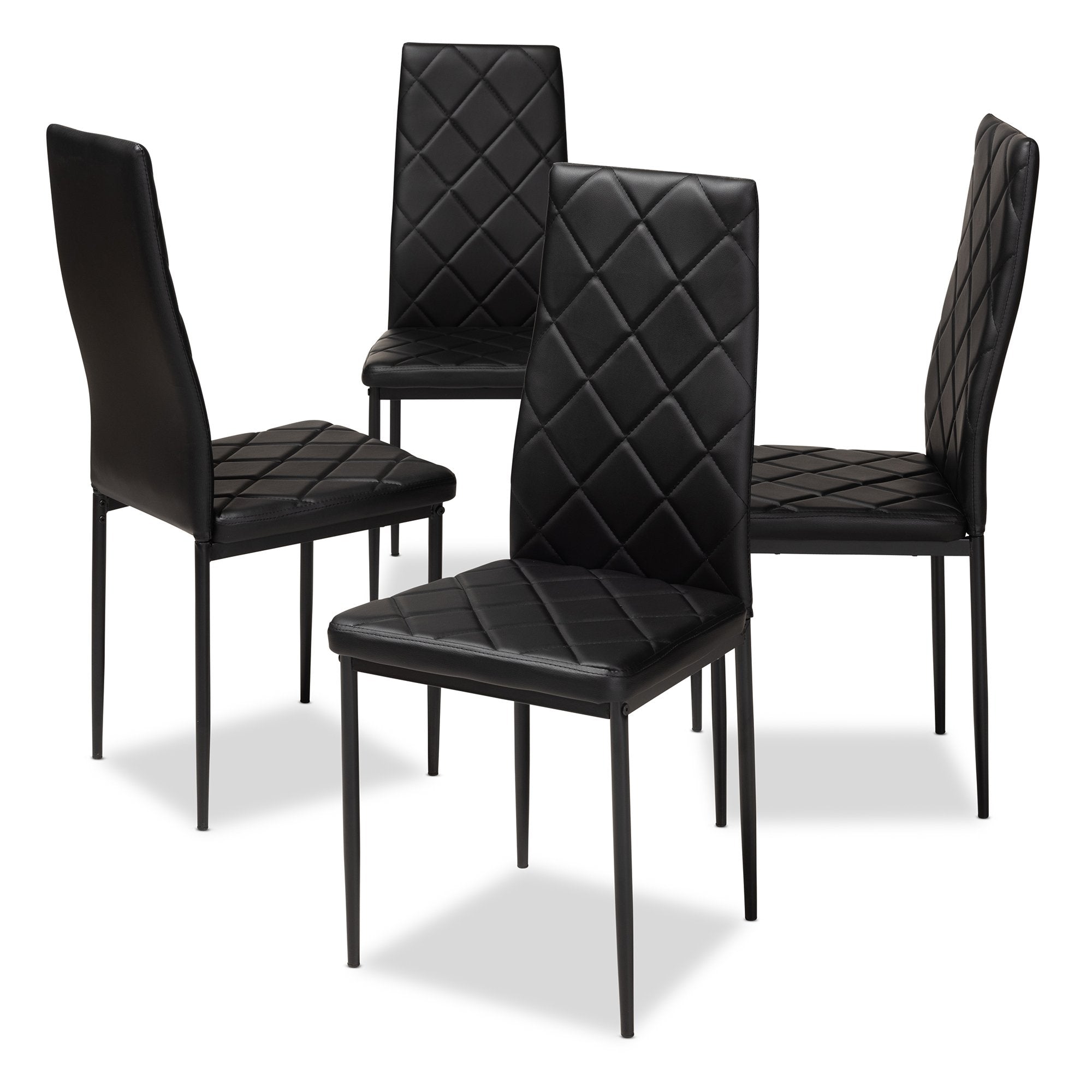 Baxton Studio Blaise Modern and Contemporary Black Faux Leather Upholstered Dining Chair (Set of 4)