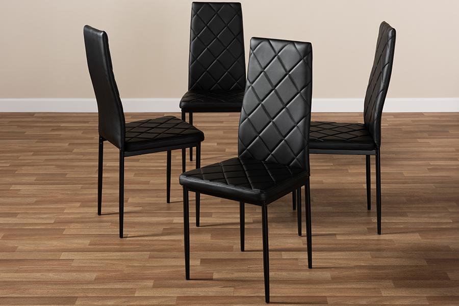 Baxton Studio Blaise Modern and Contemporary Black Faux Leather Upholstered Dining Chair (Set of 4)