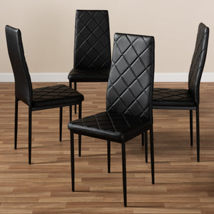 Baxton Studio Blaise Modern and Contemporary Black Faux Leather Upholstered Dining Chair (Set of 4)