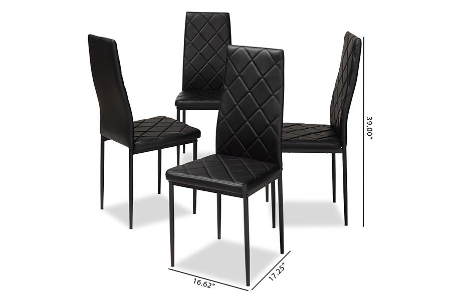 Baxton Studio Blaise Modern and Contemporary Black Faux Leather Upholstered Dining Chair (Set of 4)