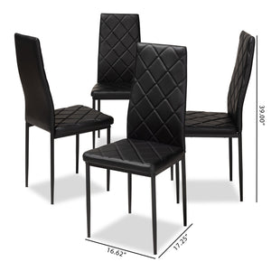 Baxton Studio Blaise Modern and Contemporary Black Faux Leather Upholstered Dining Chair (Set of 4)