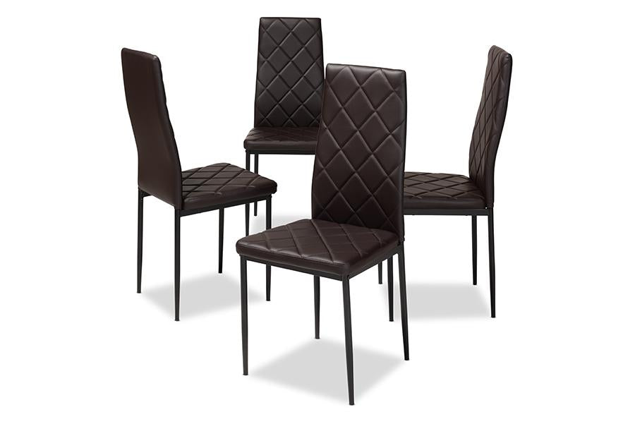 Baxton Studio Blaise Modern and Contemporary Brown Faux Leather Upholstered Dining Chair (Set of 4)