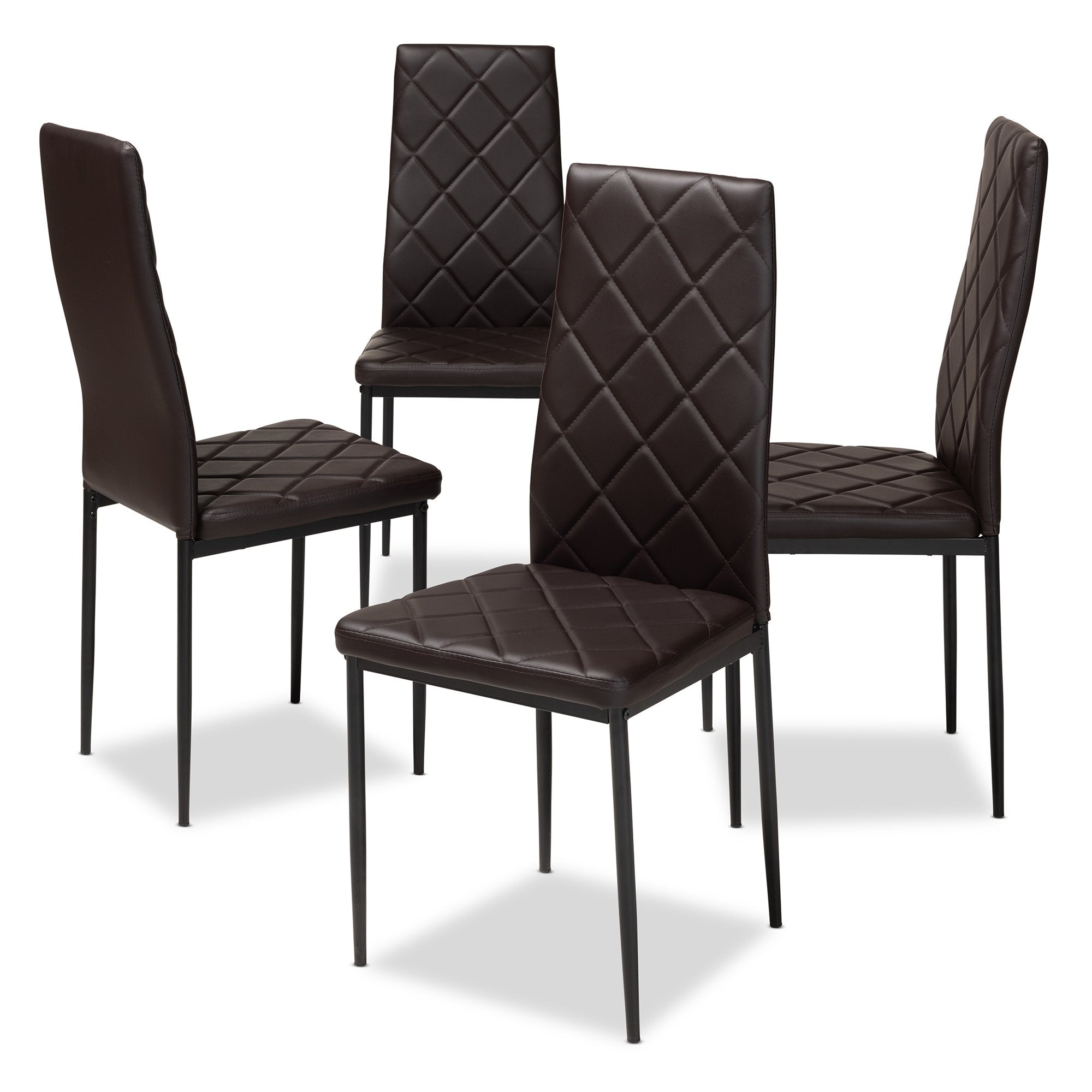 Baxton Studio Blaise Modern and Contemporary Brown Faux Leather Upholstered Dining Chair (Set of 4)