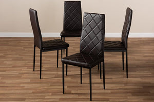 Baxton Studio Blaise Modern and Contemporary Brown Faux Leather Upholstered Dining Chair (Set of 4)