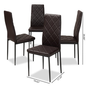 Baxton Studio Blaise Modern and Contemporary Brown Faux Leather Upholstered Dining Chair (Set of 4)