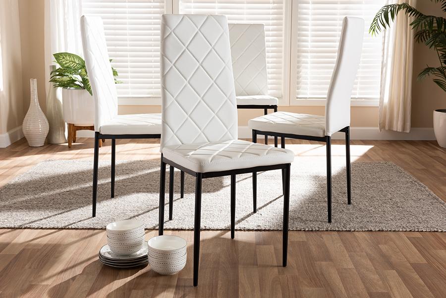 Baxton Studio Blaise Modern and Contemporary White Faux Leather Upholstered Dining Chair (Set of 4)