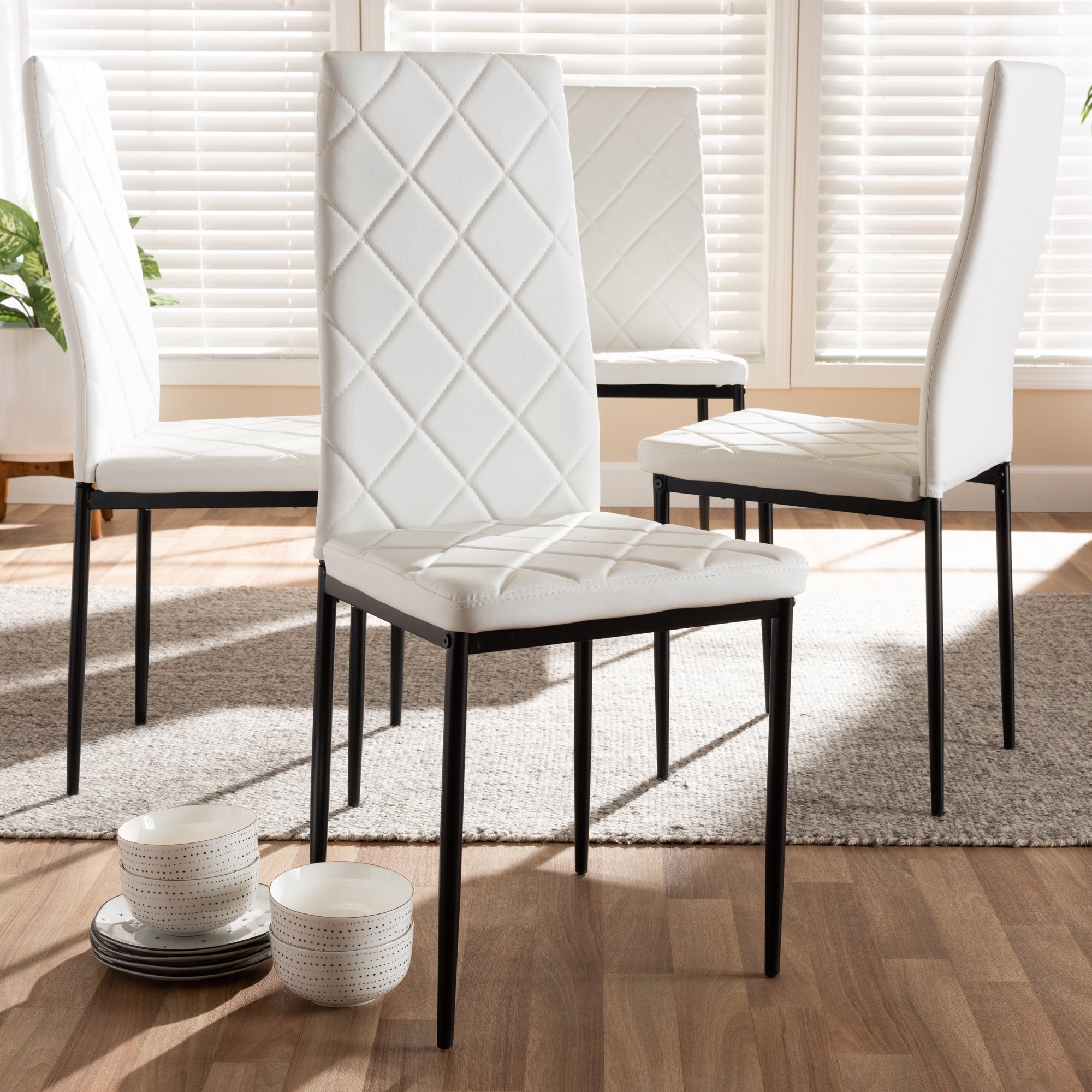 Baxton Studio Blaise Modern and Contemporary White Faux Leather Upholstered Dining Chair (Set of 4)