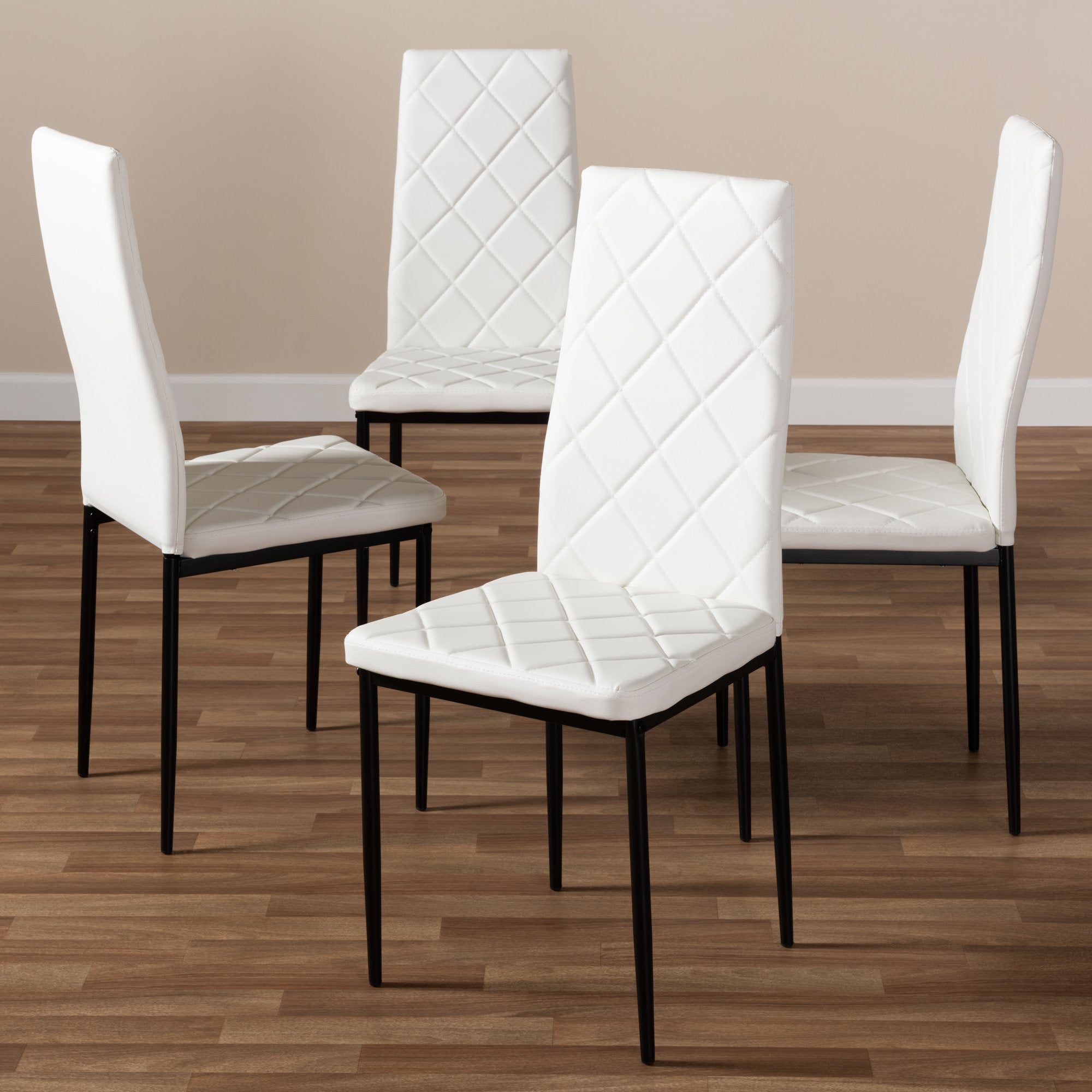 Baxton Studio Blaise Modern and Contemporary White Faux Leather Upholstered Dining Chair (Set of 4)