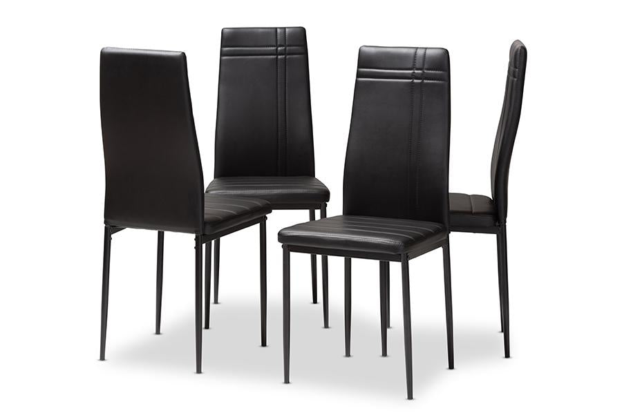 Baxton Studio Matiese Modern and Contemporary Black Faux Leather Upholstered Dining Chair (Set of 4)