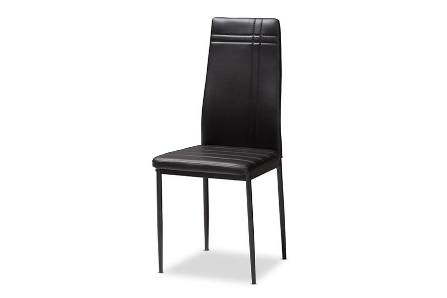 Baxton Studio Matiese Modern and Contemporary Black Faux Leather Upholstered Dining Chair (Set of 4)