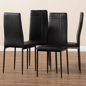 Baxton Studio Matiese Modern and Contemporary Black Faux Leather Upholstered Dining Chair (Set of 4)