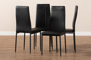 Baxton Studio Matiese Modern and Contemporary Black Faux Leather Upholstered Dining Chair (Set of 4)