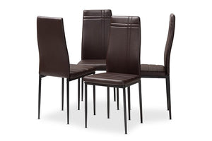 Baxton Studio Matiese Modern and Contemporary Brown Faux Leather Upholstered Dining Chair (Set of 4)