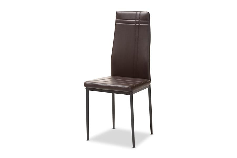 Baxton Studio Matiese Modern and Contemporary Brown Faux Leather Upholstered Dining Chair (Set of 4)