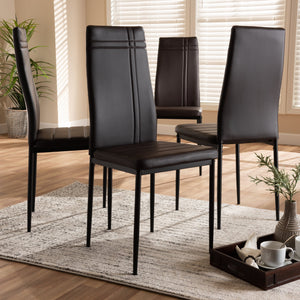 Baxton Studio Matiese Modern and Contemporary Brown Faux Leather Upholstered Dining Chair (Set of 4)