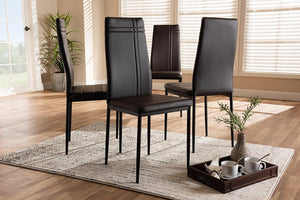 Baxton Studio Matiese Modern and Contemporary Brown Faux Leather Upholstered Dining Chair (Set of 4)