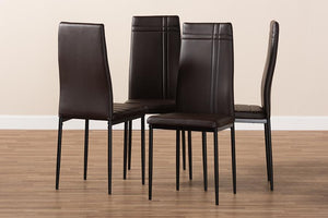 Baxton Studio Matiese Modern and Contemporary Brown Faux Leather Upholstered Dining Chair (Set of 4)