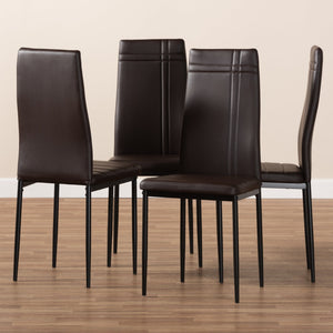 Baxton Studio Matiese Modern and Contemporary Brown Faux Leather Upholstered Dining Chair (Set of 4)