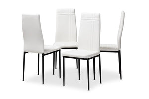 Baxton Studio Matiese Modern and Contemporary White Faux Leather Upholstered Dining Chair (Set of 4)