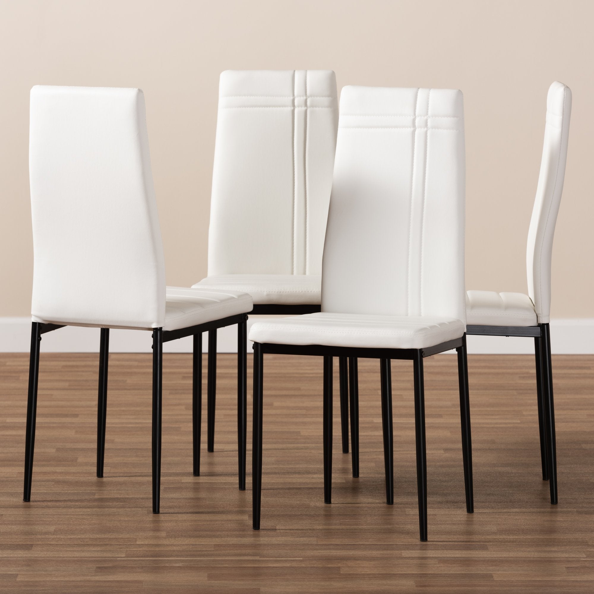 Baxton Studio Matiese Modern and Contemporary White Faux Leather Upholstered Dining Chair (Set of 4)