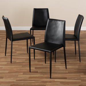 Baxton Studio Pascha Modern and Contemporary Black Faux Leather Upholstered Dining Chair (Set of 4)