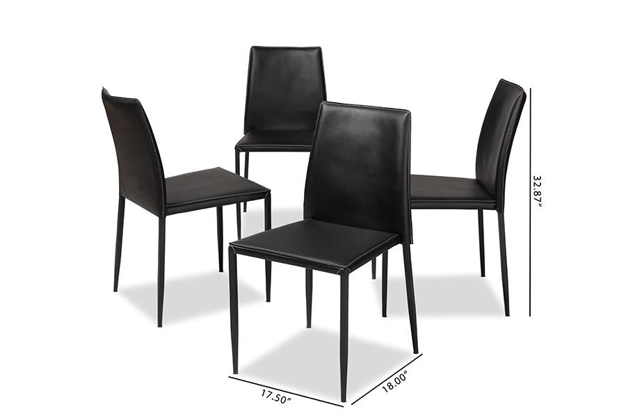 Baxton Studio Pascha Modern and Contemporary Black Faux Leather Upholstered Dining Chair (Set of 4)