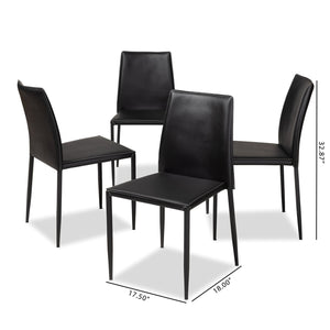 Baxton Studio Pascha Modern and Contemporary Black Faux Leather Upholstered Dining Chair (Set of 4)