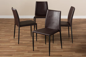 Baxton Studio Pascha Modern and Contemporary Brown Faux Leather Upholstered Dining Chair (Set of 4)