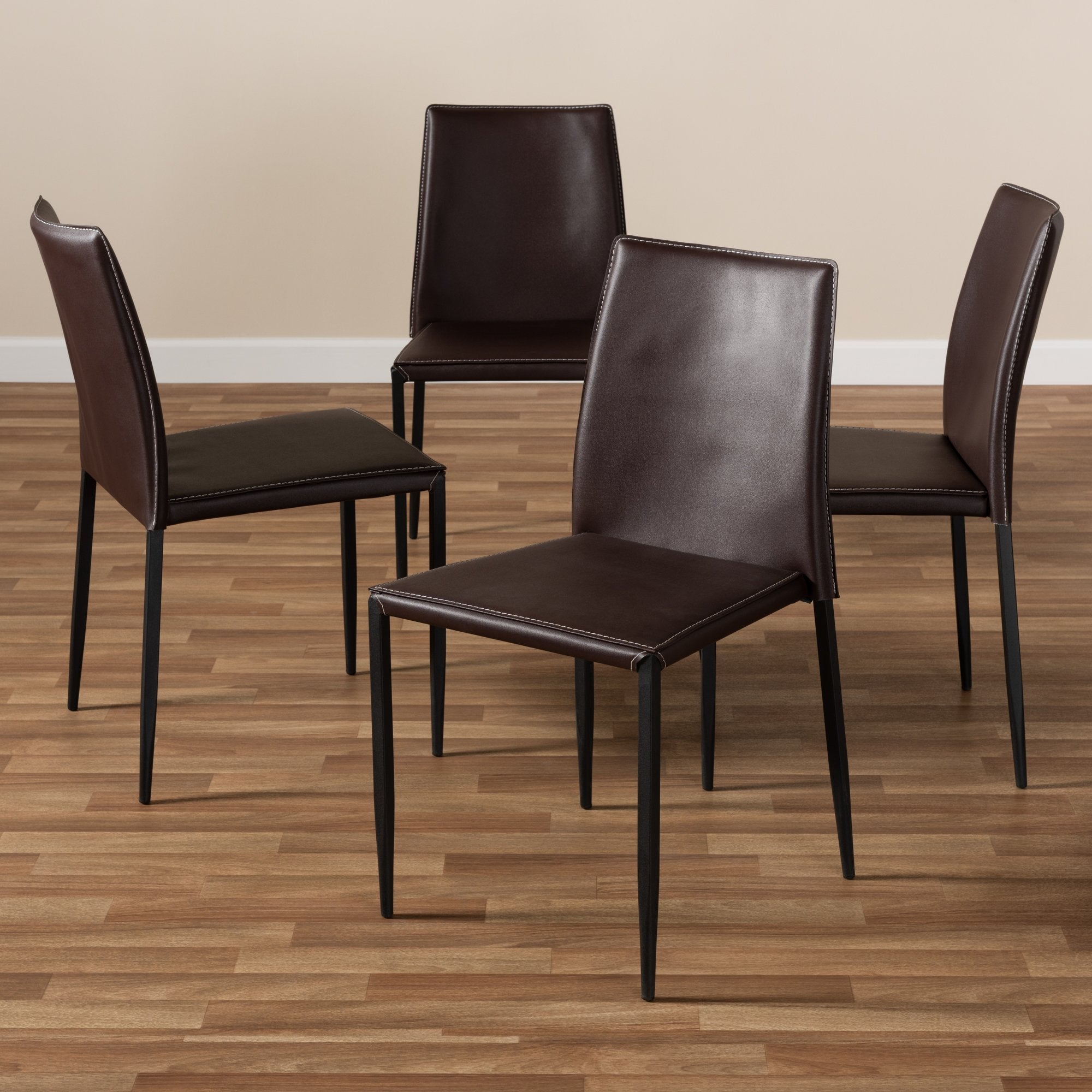 Baxton Studio Pascha Modern and Contemporary Brown Faux Leather Upholstered Dining Chair (Set of 4)