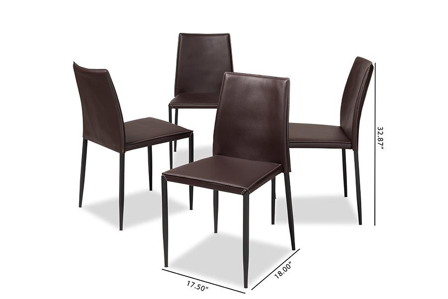 Baxton Studio Pascha Modern and Contemporary Brown Faux Leather Upholstered Dining Chair (Set of 4)