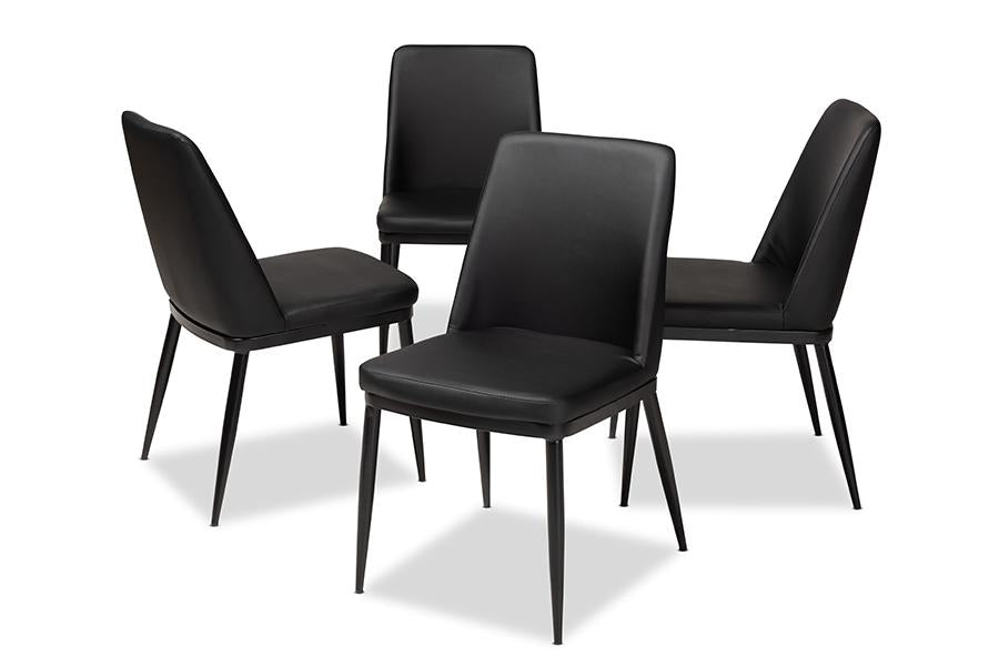 Baxton Studio Darcell Modern and Contemporary Black Faux Leather Upholstered Dining Chair (Set of 4)