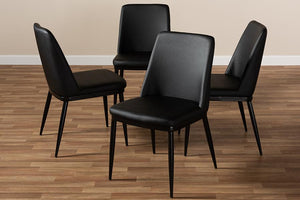 Baxton Studio Darcell Modern and Contemporary Black Faux Leather Upholstered Dining Chair (Set of 4)