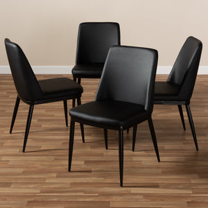 Baxton Studio Darcell Modern and Contemporary Black Faux Leather Upholstered Dining Chair (Set of 4)