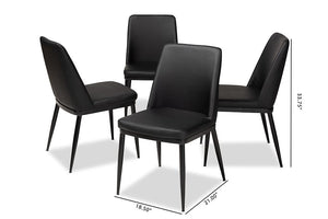 Baxton Studio Darcell Modern and Contemporary Black Faux Leather Upholstered Dining Chair (Set of 4)