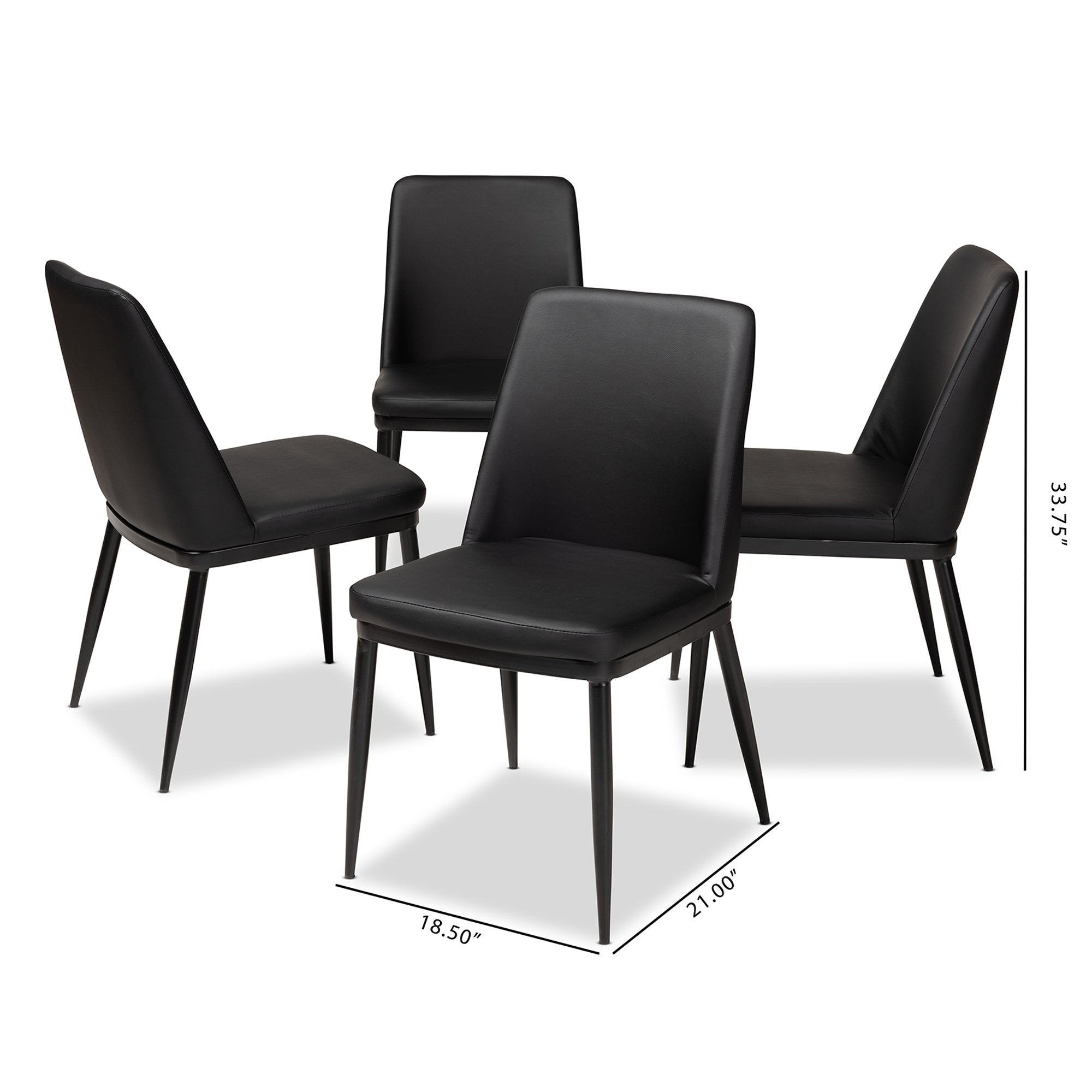 Baxton Studio Darcell Modern and Contemporary Black Faux Leather Upholstered Dining Chair (Set of 4)