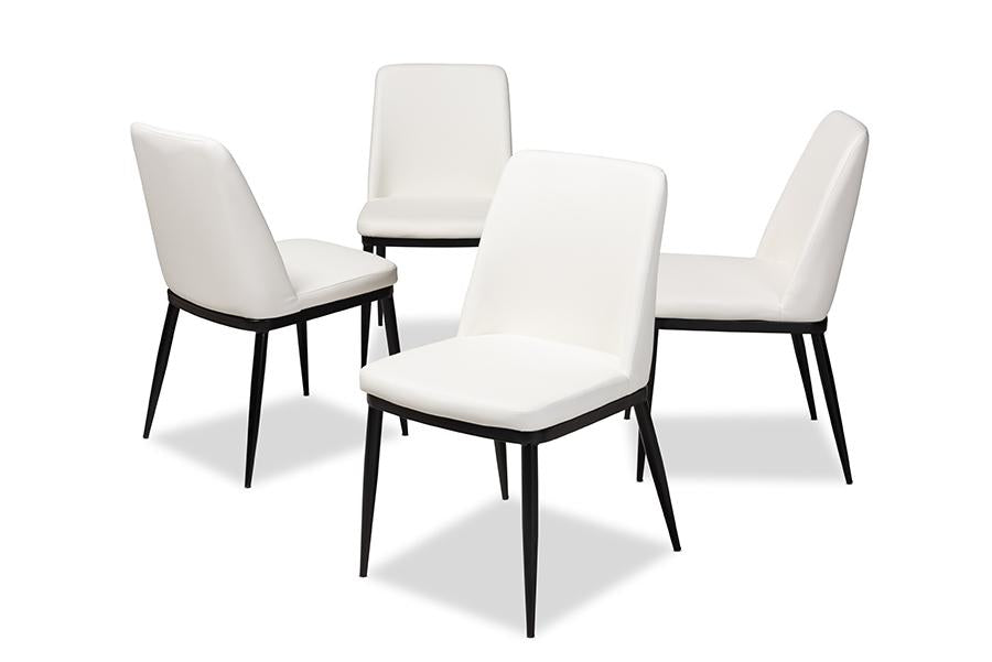 Baxton Studio Darcell Modern and Contemporary White Faux Leather Upholstered Dining Chair (Set of 4)